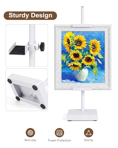 Adjustable Tabletop Easel Stand, White 17" H Easels for Display | 4 Pack Picture Easels for Display, Metal Picture Frame Holder Stand Table, For Art, Photo - color: White 4Pack
