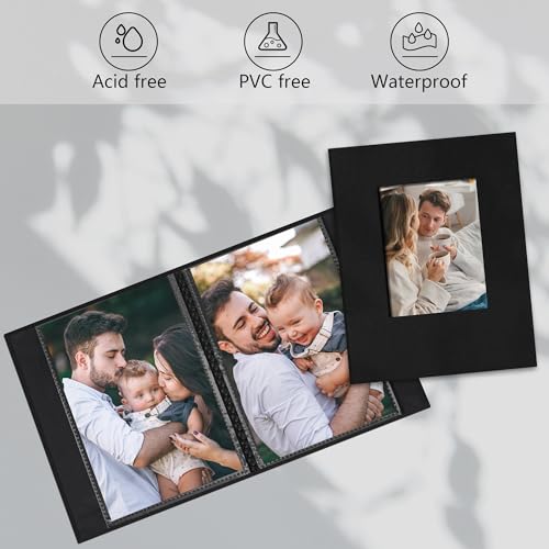 Small 4x6 Photo Album 100 Pockets Linen Cover Black - color: Black, size: 100 Pockets