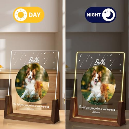Personalized Dog Memorial Gifts, Custom Acrylic Light Up Picture Frame | Custom Pet Loss Gifts Cat Pet Memorial Gifts with Pictures for Pet Lover, Loss of Dog Sympathy Gifts - color: style-6