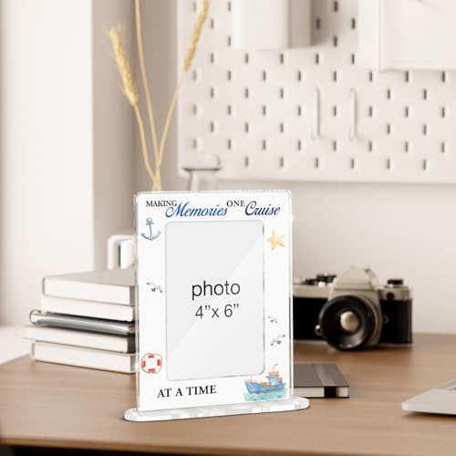 Beach Coastal Vacation Picture Frame, Cruise Lovers Gifts for Women Men Friends, Coastal Making Memories One Cruise Acrylic Picture Frame 4 x 6 Inch Photo - color: U-Making Memories