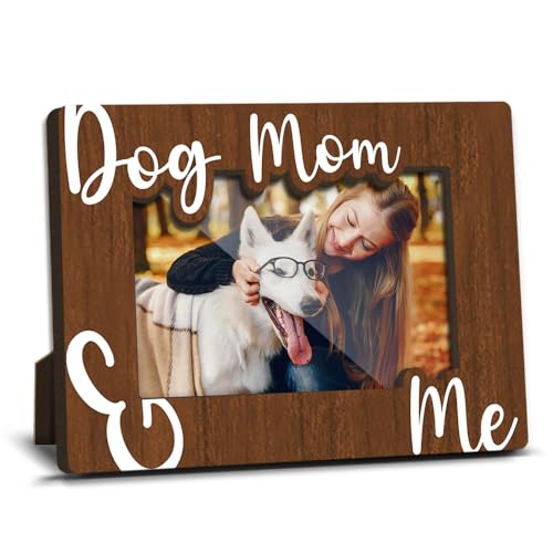 Dog Mom and Me Wooden Picture Frames Present for Dog Lover Pet Owner Women Girls Friends Puppy Memorial Keepsake Home Office Living Room Tabletop Decor Picture Picture Frames 4x6 Photo - YY016 - color: brown dog mom 06