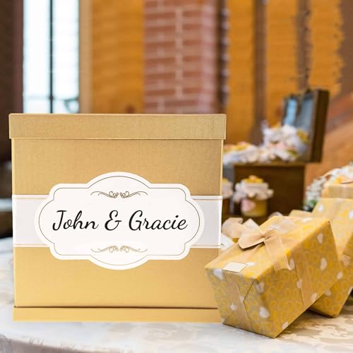 Merry Expressions Personalized Custom Printed Label (Without Box) - Gold or Silver Foil - Made Graduation & Wedding Card Box Comes Adhesive Strips on the Back - color: Personalized Label Only