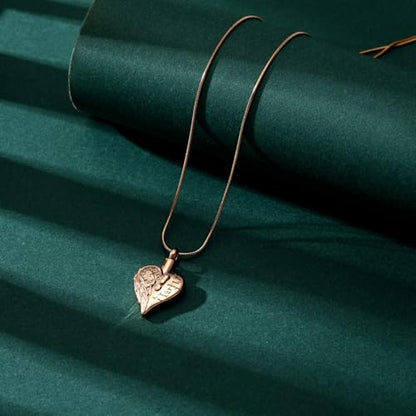 Love Heart Cremation Jewelry Urn Necklaces Butterfly Urn Necklaces for Ashes Memorial Keepsake Pendant for Women Men Gifts With Funnel Kit & Bag - color: RoseGold