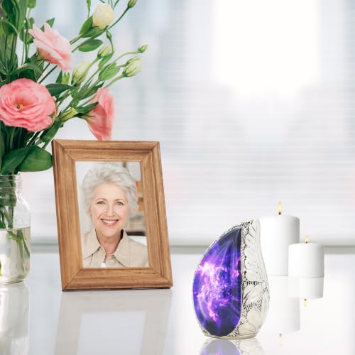 M MEILINXU Purple Small Urns for Human Ashes, Galaxy Teardrop Keepsake Urn - color: Purple & Blue, size: Small / Keepsake