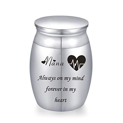 Decorative Memorial Keepsake Urns for Cremains Stainless Steel Mini 1.57 Inch High Small Funeral Urns Cremation Ashes Holder for Family Members - style: Nana