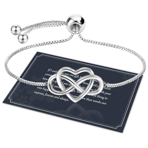 J.Fée Infinity Heart Bracelets for Women with 5A Cubic Zirconia, 925 Silver Bracelets for Women Adjustable Womens Bracelet Jewelry for Wife Girlfriend Her - color: Infinite Love#2