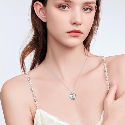 MEDWISE 925 Sterling Silver Locket Necklace That Holds Pictures Photo Necklace Oxidized Rose Flower/Sunflower/Compass/Celtic Heart Pendnat Lockets Gifts for Women Birthday Christmas Gifts - style: J-Koala