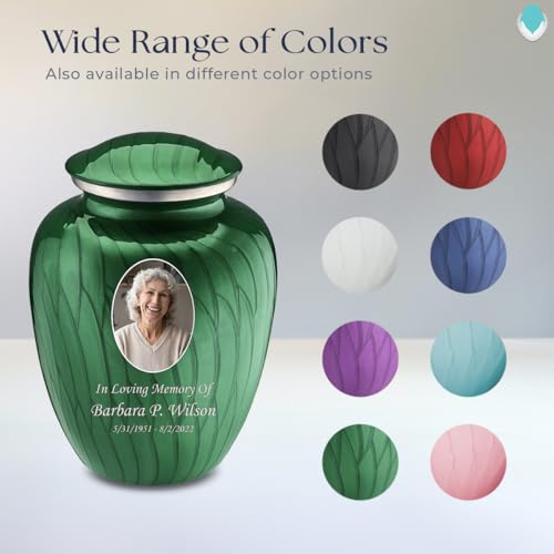 Geturns Embrace Adult Personalized Picture Cremation Urns for Human Ashes I Large Photo Pearl Green Funeral Urn for Men and Women I 200 lbs - color: Pearl Green