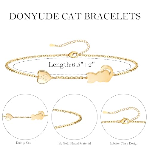 Dog Memorial Gifts for Loss of Dog Paw Initial Bracelet for Women with Heart Dogs Mom Gifts Adjustable Pet Paw Gold Bracelets for Women Memorial Gift for Pet Lover Birthday Jewelry - style: Cat-D