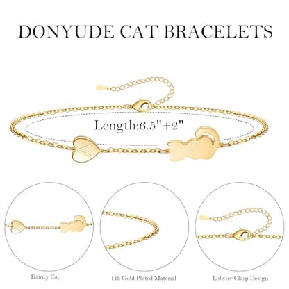 Dog Memorial Gifts for Loss of Dog Paw Initial Bracelet for Women with Heart Dogs Mom Gifts Adjustable Pet Paw Gold Bracelets for Women Memorial Gift for Pet Lover Birthday Jewelry - style: Cat-D