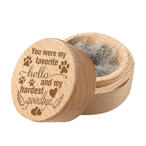 CREATCABIN Pet Hair Keepsake Box Wooden Pet Mini Fur Memorial Box Dog Cat Hair Ashes Container Custom Small Memorial Urn Paw Engraving Loss Sympathy Gift for Storing Pet Hair Teeth Nails Ashes 2x1.6in - style: Paw heart