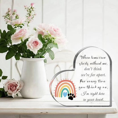 Pet Sympathy Gifts for Loss of Dog and Cat, Pet Bereavement Gifts, Pet Remembrance Gift, Pet Loss Gifts, Passing Away Gifts, Pet Footprint, Pet Sympathy Memorial Heart Shaped Acrylic Decor Sign - style: 008