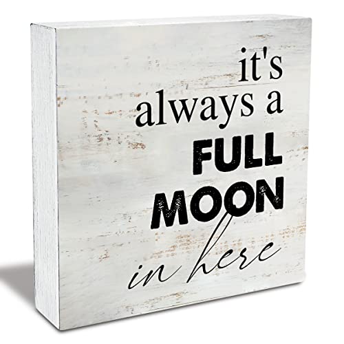 Rustic Full Moon Bathroom Wood Box Sign Humor Toilet Wooden Box Sign - color: MOON
