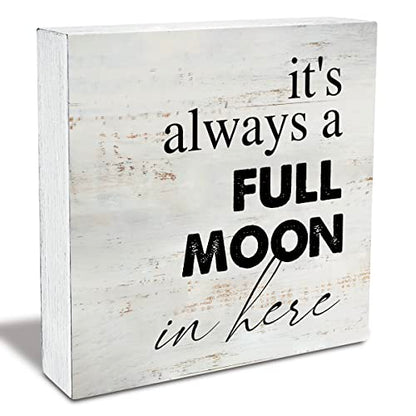 Rustic Full Moon Bathroom Wood Box Sign Humor Toilet Wooden Box Sign - color: MOON