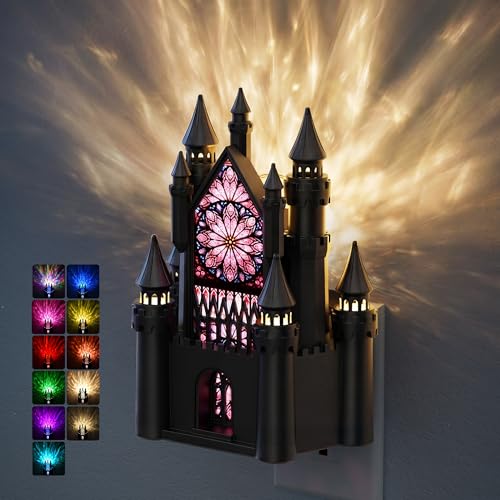JandCase Night Lights Plug into Wall, Castle & Church Decor Night Light - color: Balck-Castle, size: 1 Pack