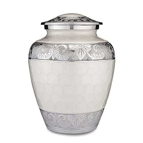 Serenity Memorial Urn - White Human Ashes Urn - 200LB Capacity with Bag - color: Serenity, size: 1 Large Urn