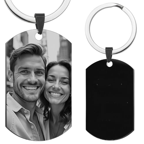 Custom Keychain with Picture Personalized Photo Keychain Gift for Father's Day Valentines Day Men Boyfriend - color: Keychain: Photo Engraving / Optional Customization (Black)
