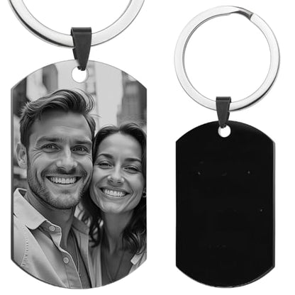 Custom Keychain with Picture Personalized Photo Keychain Gift for Father's Day Valentines Day Men Boyfriend - color: Keychain: Photo Engraving / Optional Customization (Black)