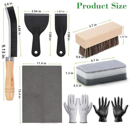 10 Pcs Headstone Cleaner Kit for Grave Cleaning Granite and Stone Daily Cleaner Includes Cloth Bristle Crevice Brush Scrub Brush Cleaning Sponge Disposable & Labor Protection Gloves Plastic Scraper