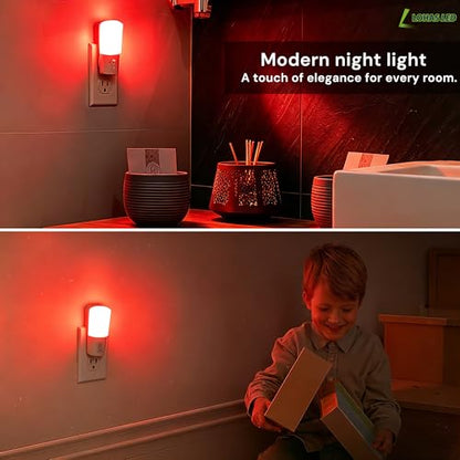 LOHAS-LED Red Light Night Light Plug in, Dimmable LED Night Lights 2 Pack | Dusk to Dawn Sensor, Sleep Aid Red, 0-80LM Adjustable Brightness Red Nightlight for Nursery Kids Room Hallway Kitchen Gift - color: Red