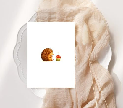 Simple Birthday Card - Pretty Hedgehog Design - Lovely Greeting - Cute Birthday Anniversary - Blank Inside - Card For Him - Her