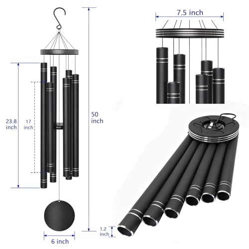 Suntimber Extra Large Wind Chimes for Outside Deep Tone,(EngravedLines,50") | Memorial Sympathy Gifts for loss of loved one, Wind Chimes Outdoor Clearance for Garden,Yard,Patio and Lawn - size: 50" Large