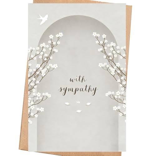 Heartfelt Sympathy Card for Friends, Family, or Colleagues - Sent by Daughter, Son, Friend, or Boss, Includes Elegant Envelope and Rose Pattern Gold Sticker - color: QY-42