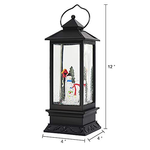 Snowmen Christmas Musical Snow Globe Lantern with 6 Hour Timer | Battery Operated USB Powered, USB Included, Swirling water Glitters, Singing Snow Globe Lamp, Christmas Holiday Decor Gift - color: A-snowman