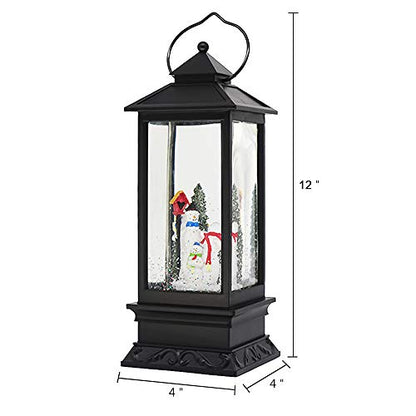 Snowmen Christmas Musical Snow Globe Lantern with 6 Hour Timer | Battery Operated USB Powered, USB Included, Swirling water Glitters, Singing Snow Globe Lamp, Christmas Holiday Decor Gift - color: A-snowman