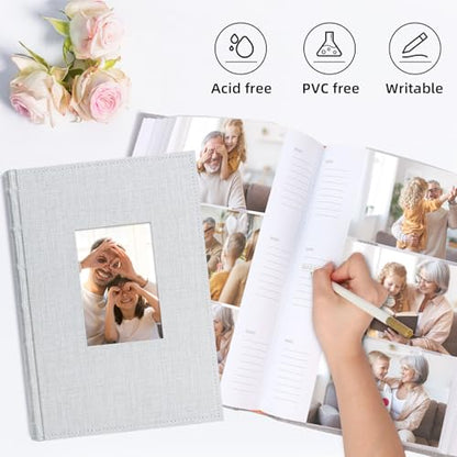 Vienrose Photo Album 4x6 300 Photos Linen Frame Cover LightGrey - color: LightGrey, size: 300 Pockets