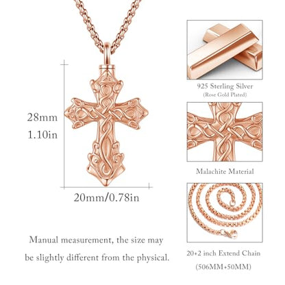 925 Sterling Silver Celtic Cross Urn Necklace for Ashes - color: gold-a