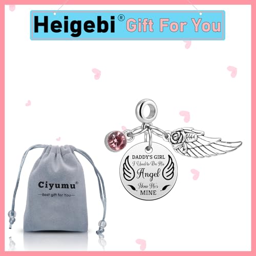 Heigebi Memorial Gifts for Loss of Dad Dangle Charms for Bracelets Necklace In Memory of Daddy Remembrance Keepsake Jewelry for Daughter Son Loss of Father Sympathy Bereavement Gifts