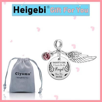 Heigebi Memorial Gifts for Loss of Dad Dangle Charms for Bracelets Necklace In Memory of Daddy Remembrance Keepsake Jewelry for Daughter Son Loss of Father Sympathy Bereavement Gifts