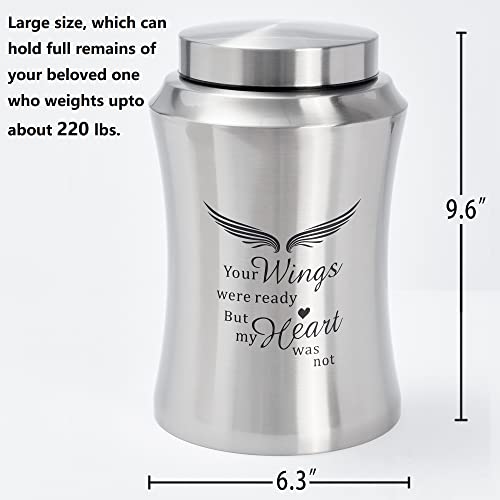 Large Cremation Urns for Ashes Adult Male Female Dad Mom - size: Large,220lbs Sliver Wings