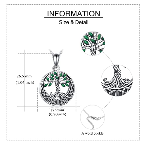 Sterling Silver Tree of Life Urn Necklace for Ashes Owl Necklace Pendant Charm for Women Memorial Gifts Keepsake Always in My Heart Memory Necklace Jewelry - style: Green Celtic Tree of Life