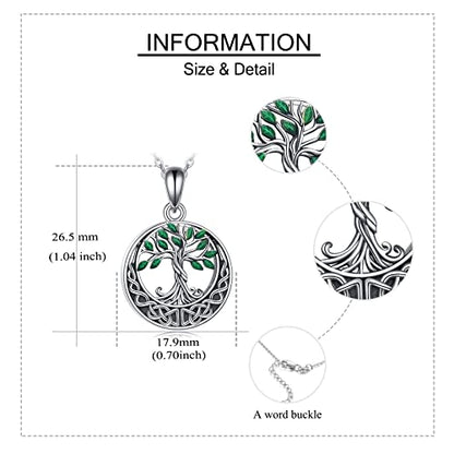 Sterling Silver Tree of Life Urn Necklace for Ashes Owl Necklace Pendant Charm for Women Memorial Gifts Keepsake Always in My Heart Memory Necklace Jewelry - style: Green Celtic Tree of Life