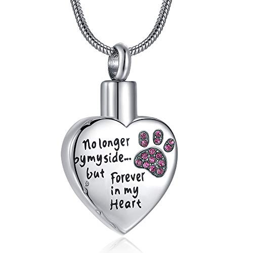 Cremation Jewelry for Ashes for Dog Cat Waterproof Pet Memorial Urn Pendant Necklace for Ashes - color: Pink