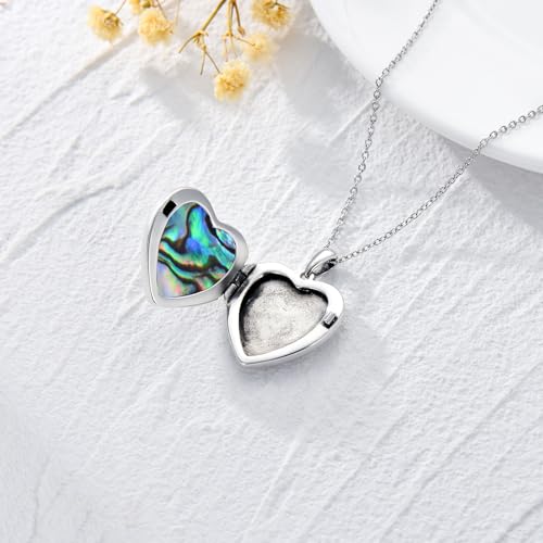 Dorunmo Locket Necklace 925 Sterling Silver Pictures Photo Keep Someone Near to You Custom Lockets Mother's Day Jewelry Personalized Photo Locket Gifts - color: A-Rose-Abalone, style: Locket Only