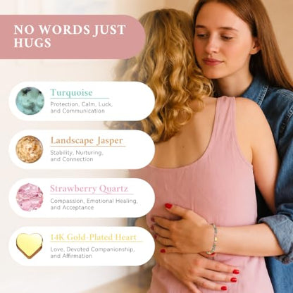 yupoxiu Natural Stone Bracelets - Inspirational Birthday Gifts for Women | Thinking of You & Get Well Soon Gifts for Women, Unique Jewelry Gift for Friend, Sister, Her - style: K-Just Hug
