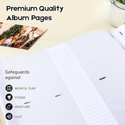 600 Pocket 4x6 Photo Album with Writing Space, Linen Cover, Beige - color: 600 Pockets khaki
