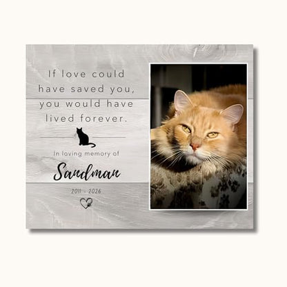 Personalized Cat Memorial Gift – Pet Photo Frame, Custom Cat Loss Keepsake, Cat Remembrance Plaque, Pet Sympathy Gift for Cat Lovers (A) - style: A