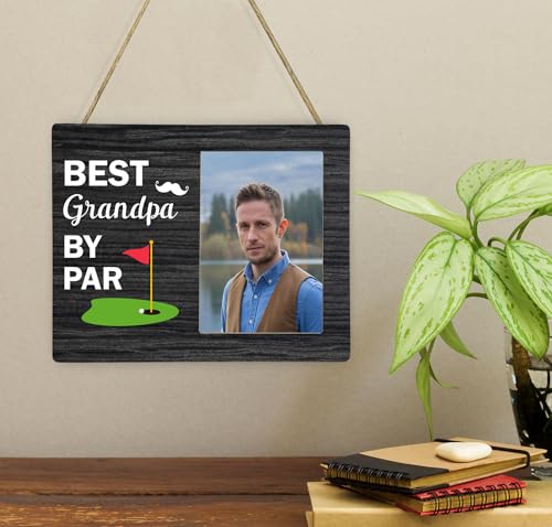 Best Grandpa By Par Picture Frame, Grandpa Photo Frame from Granddaughter Grandson, Golf Wooden Frame Gifts for Men Grandpa, 4x6 inch Photo - style: Best Grandpa By Par