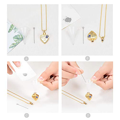 memorial jewelry No Longer by My Side,But Forever in My Heart Carved Locket Cremation Urn Necklace for Pet Dog Cats - color: Gold-Blue