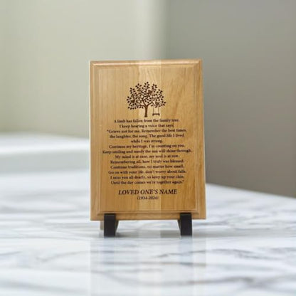 Personalized “A Limb Has Fallen” Sympathy Gift Memorial Plaque – Remembrance Gift for Loss of Loved One – Customizable Bereavement Gift – In Loving Memory Keepsake (Alder, 7x9 inch) - size: 7x9 inch