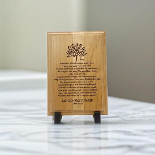 Personalized “A Limb Has Fallen” Sympathy Gift Memorial Plaque – Remembrance Gift for Loss of Loved One – Customizable Bereavement Gift – In Loving Memory Keepsake (Alder, 5x7 inch) - size: 5x7 inch