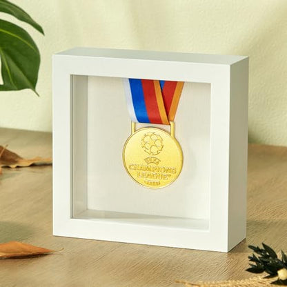 5x5 Smal Shadow Box Frame with Thickened Acrylic Panel & Pins - color: White+foam Back+foam Packaging, size: 5x5