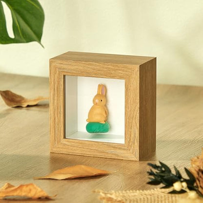 3x3 Mini Shadow Box Frame with Shatterproof Clear Glass & Push Pins - color: Wood Color+foam Back+foam Packaging, size: 3x3