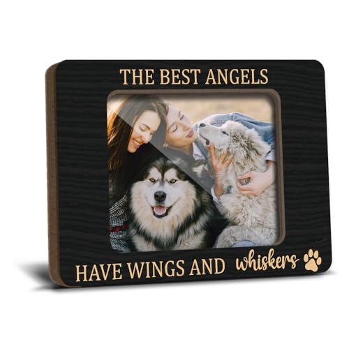 Black Fridge Magnetic Picture Frames for Cat Pet Lover Remembrance Memorial Gift for Loss of Cat Refrigerator Decor The Best Angels Have Wings And Whiskers Wooden Photo Frames 2.5x3.5 Photos - YT0212 - color: cat 01