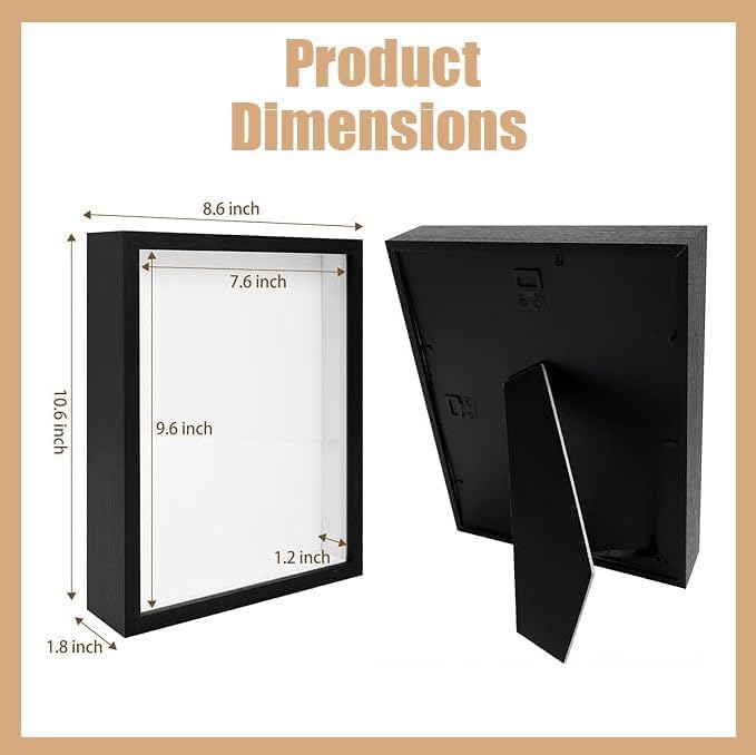 4 Pack Shadow Box Frame Display Cases, 8"x 10" Wood Deep Black Handicrafts Shadowbox Picture Frame for Flowers Jersey Baby Wedding Dress (Black&White) - color: Black&white, size: 8X10