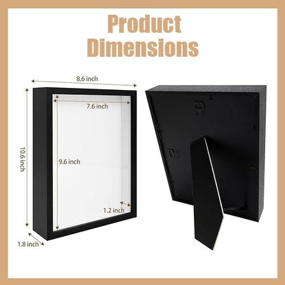 4 Pack Shadow Box Frame Display Cases, 8"x 10" Wood Deep Black Handicrafts Shadowbox Picture Frame for Flowers Jersey Baby Wedding Dress (Black&White) - color: Black&white, size: 8X10